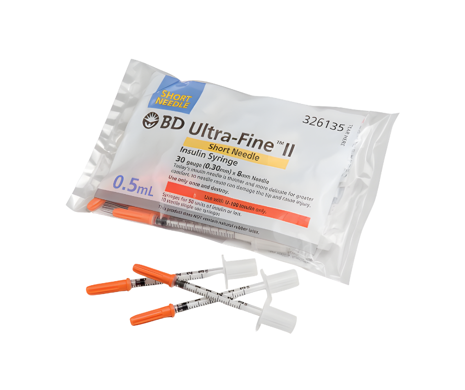 BD Ultra-Fine Insulin Syringe 0.5mL 30G x 8mm - Box/100