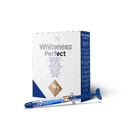 FGM Dental Whiteness Perfect 16% Teeth Whitening Kit - 5x 3g Syringes 16% Carbamide Peroxide + 5x applicator tips + 2x 1mm vinyl plates for tray preparation + 1x tray case