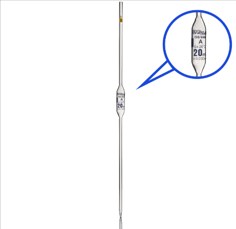 Medilab Glass Volumetric Pipette; 10ml Blue colour Mark with Class AS EACH