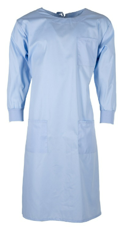 Knit Cuff Linen Gown Light Blue Large