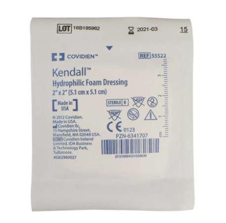 Kendall Hydrophilic Foam Dressing (5.1 cm x 5.1 cm) Bx/25