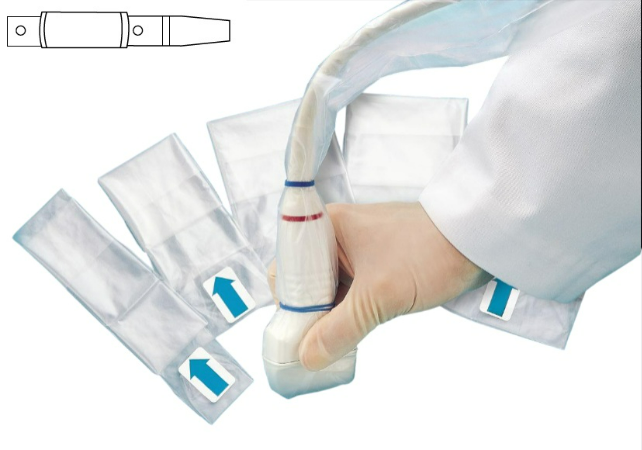 Ultracover Ultrasound Probe Covers,PP/TPU Tapered - Telescopically Folded 1100mm X 45mm/100mm Box40