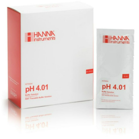 Hanna pH 4.01 Calibration Buffer Sachets; 25 x 20 ml