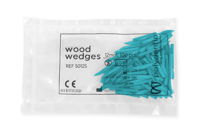 Polydentia Anatomical Wooden Wedges Small 12mm Blue Pack/100