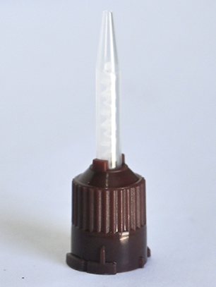 Short Mixing Tips; Brown w/ Clear Spiral; 38 mm Length; Pack/50