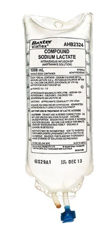 Baxter Compound Sodium Lactate Hartmanns IV Solution Intravenous Infusion Viaflex Bag 1000 mL; Ctn/12