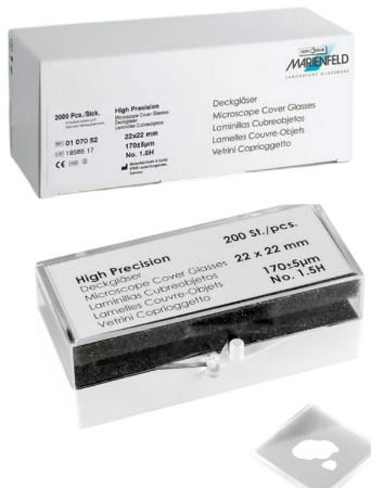 Marienfeld Cover Glasses Square 22x22mm 200/Pack, 10packs/box
