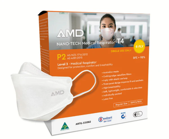 Nanotech P2 Respirator Earloop 3 Fold Box/50