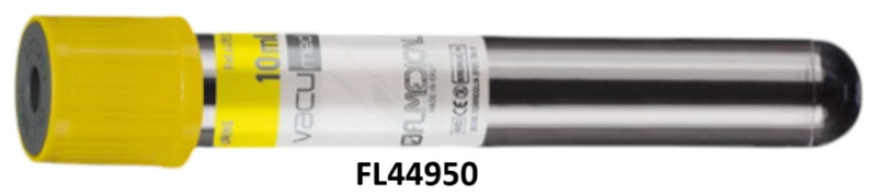 Vacumed® 16x100 mm without preservative x 10 ml of urine yellow cap, sterile CTN/1200