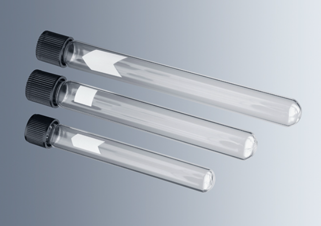 Marienfeld Test Tubes; 16ml 125 x 16mm Round Bottom White Marking Spot Thread 15-415 EACH