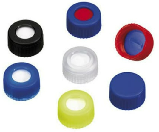 Diaguru Blue Short Screw Cap 9mm for 2ML GC/LC Vial Centre Hole Top Box/100
