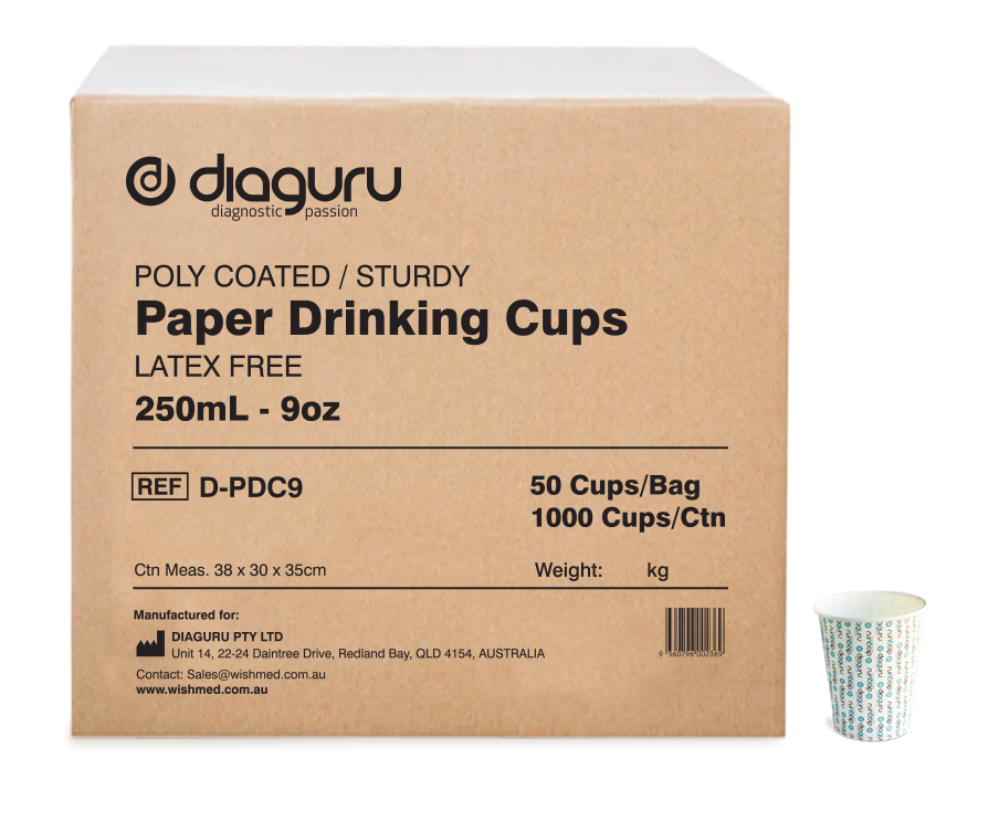 Diaguru Paper Drinking Cup 250ml Carton/1000