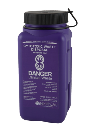 FITTUBE Container 1.4 Lt Cytotoxic Screw Top with petal insert and needle notch EACH