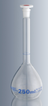 Marienfeld 50mL Volumetric Flask with Ground Joint NS 12/21, Clear Glass, Each