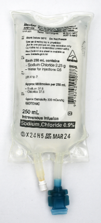 Baxter Sodium Chloride 0.9% Intravenous Infusion Viaflex Bag 250 mL; Ctn/24