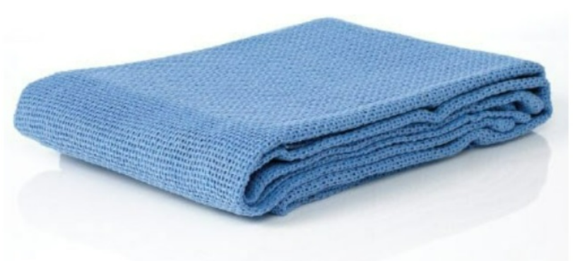 Single Bed Cotton Hospital Blanket MRI Safe (Light Blue) Each