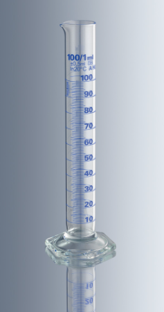 Marienfeld Tall Glass Measuring Cylinder, 10ml Amber Stain Graduation: 0.2 ml, EACH