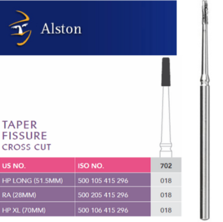 Prima Alston HP Tungsten Carbide Sterile Surgical Bur Tapered Fissure Cross Cut; 702 018 EACH
