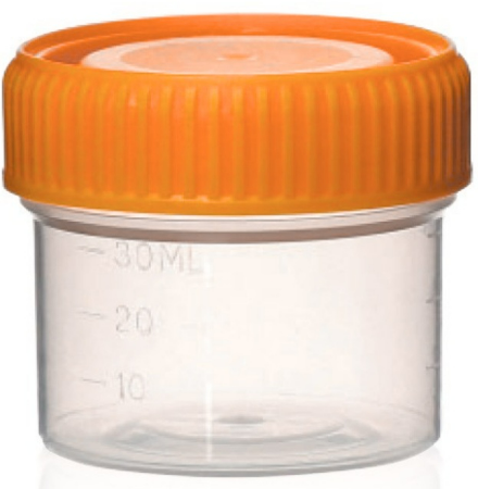 Diaguru Sputum containers 50ml, Orange lid Carton/1000