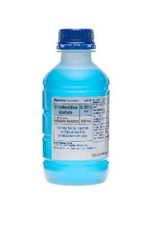 Chlorhexidine 0.05% Antiseptic Solution 500 mL blue Steripour bottle; Each