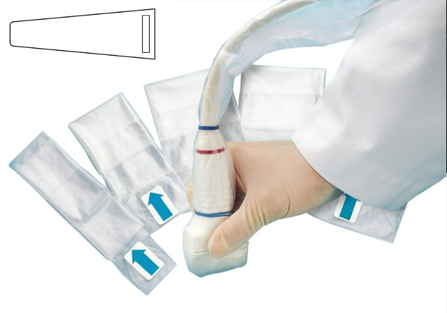 Ultracover Ultrasound Probe Covers,Non-Latex Elastic bands - TPU Tapered 250mm 40mm/80mm Box40