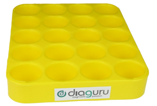 Diaguru Sample Container Rack for 70ml Jars, Hard Plastic Yellow EACH