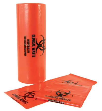 Incinerate Only Waste Bags Red 34 Litre 280/270 mm x 650 mm 45 Micron 250/Carton