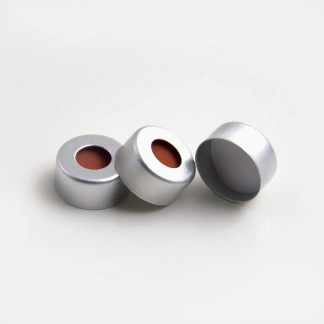 DiaGuru Red PTFE/White Silicone/Red PTFE Septa 11×1mm 11mm Crimp-Top Aluminum Cap 5.5mm Centre Hole 100pcs/pack