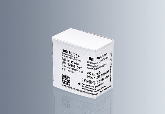 Marienfeld Cover Glasses No. 1.5 Circular 25mm Dia 100 pcs/Two-Part Box