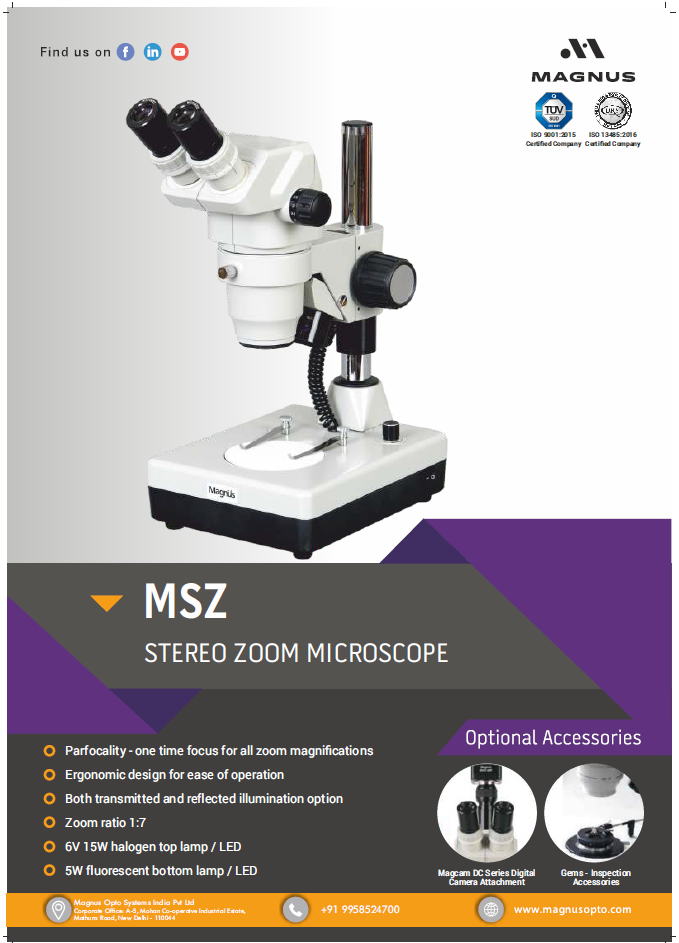 MSZ Stereo Zoom Trinoculur Microscope