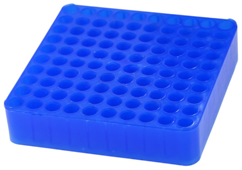 DiaGuru Solid PP Tube Rack for 13mm Tube 10x10 Format Blue Color Each