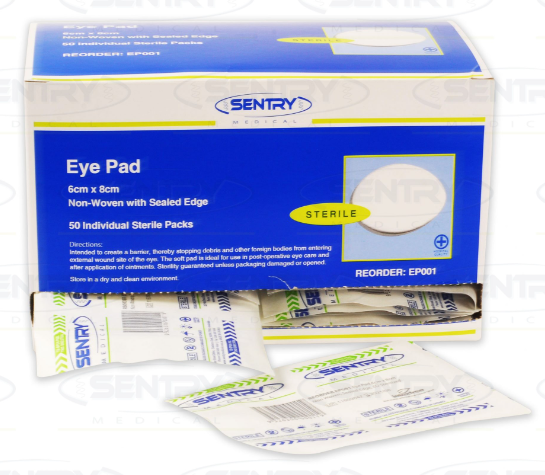SENTRY Sterile Eye Pads with Sealed Edge, Oval Shaped