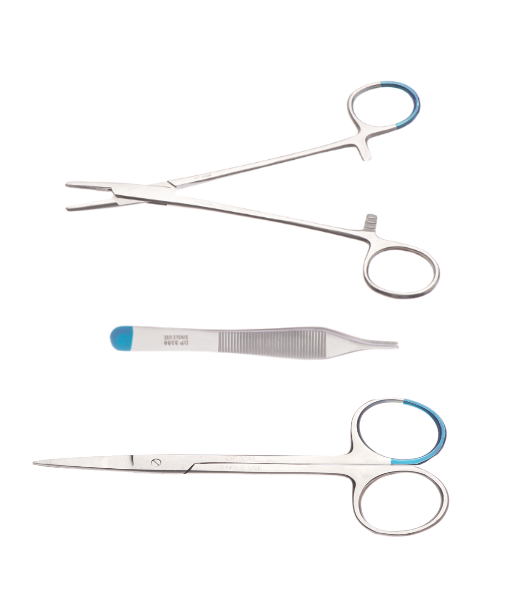 Instrument Pack #1 Sterile [Mayo Hegar Needleholder, Adson Tissue Forceps, Iris Scissors]