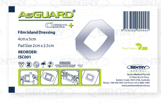 Asguard Adhesive Waterproof Film Island Dressing