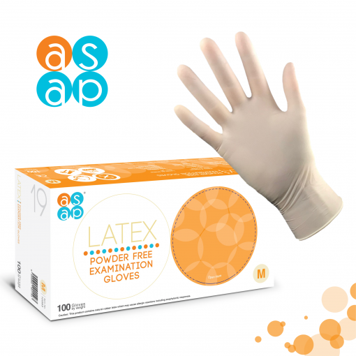 ASAP Latex Examination Gloves Powder Free; Cream Colour