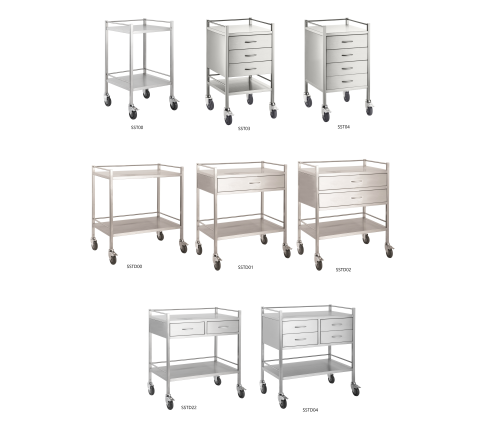 Pacific Medical Stainless Steel Trolleys #304