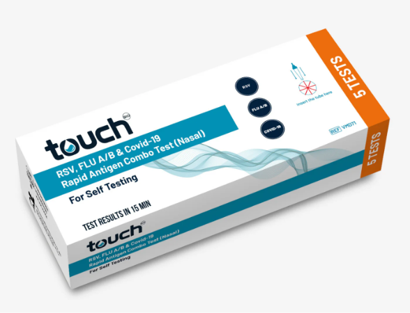 TouchBio 4-in-1 Combo Multi-RAT Kit For RSV/ Covid / Flu A&B; Box/5