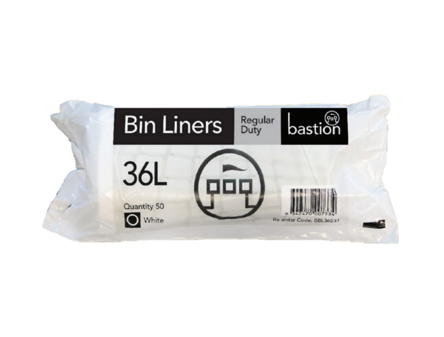 Bastion Waste Bin Liners 36L Black Carton/1000 (20 Packs)